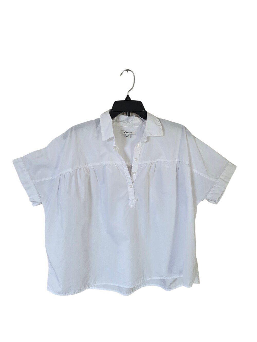 Madewell Women's White Short Sleeve 100% Cotton Blouse Size Medium